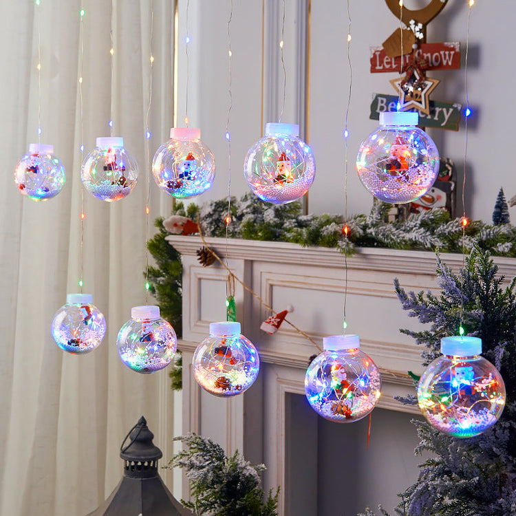 10PCS LED Christmas Curtain Lamp Fairy Snowman Wishing Ball Lamp String Christmas Window Decoration Christmas Light Room TRENDFLOW