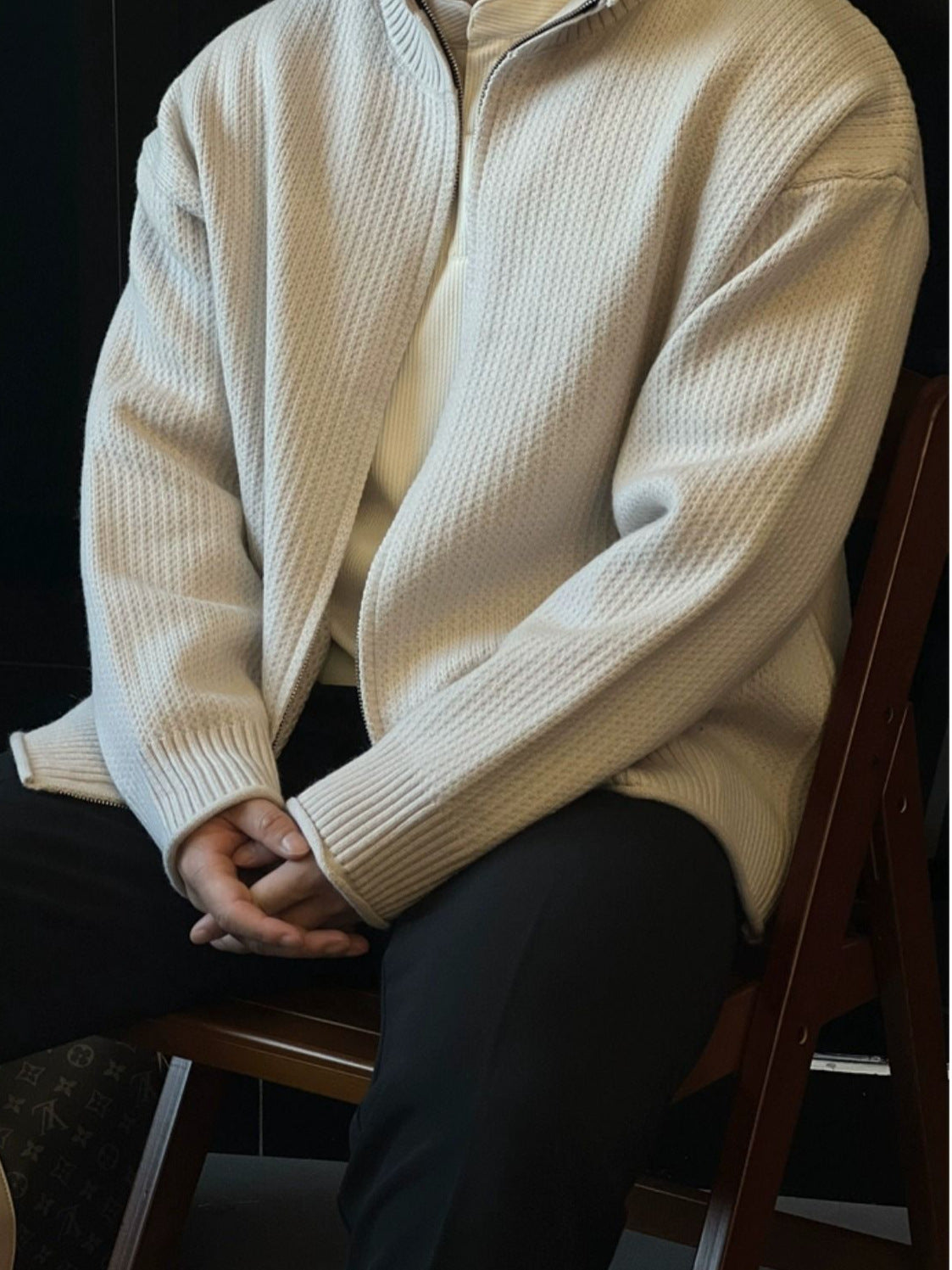 Men's Stand-Up Collar Knitted Cardigan Jacket Vintage Sweater