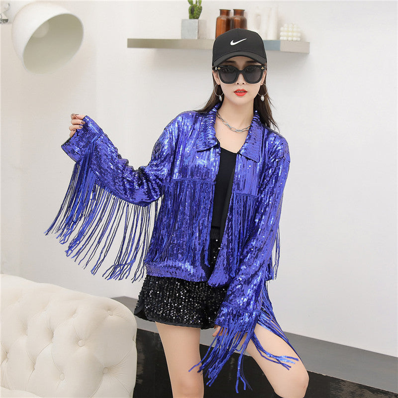 Women's Tassel Sequin Jacket Autumn Winter Streewear Rock