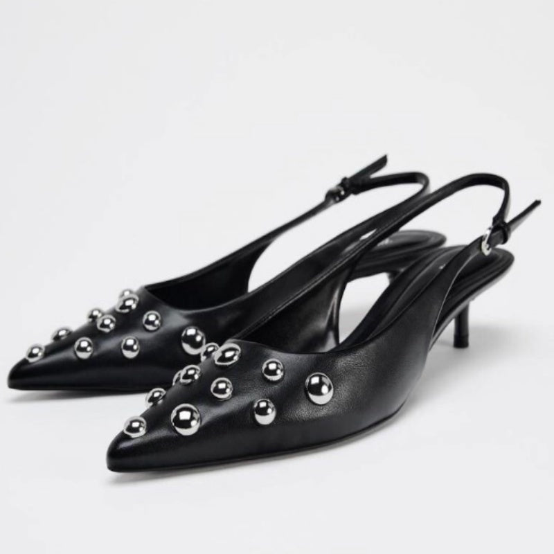 Women's Shoes Low-cut Pointed-toe Rivet-decorated Stilettos