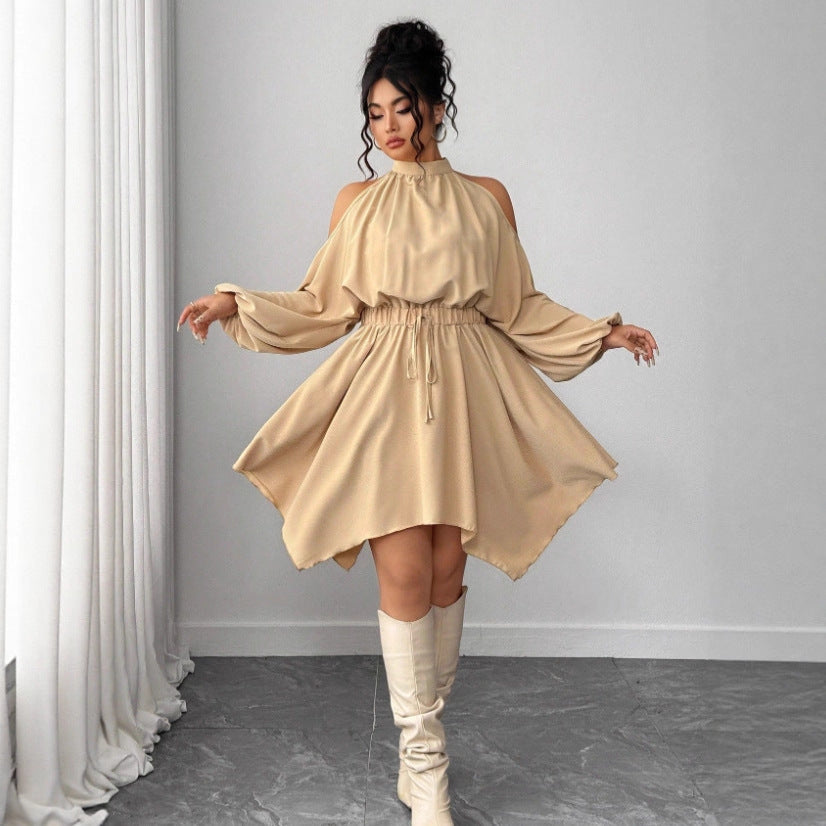 Long Sleeve Solid Color Autumn Dress