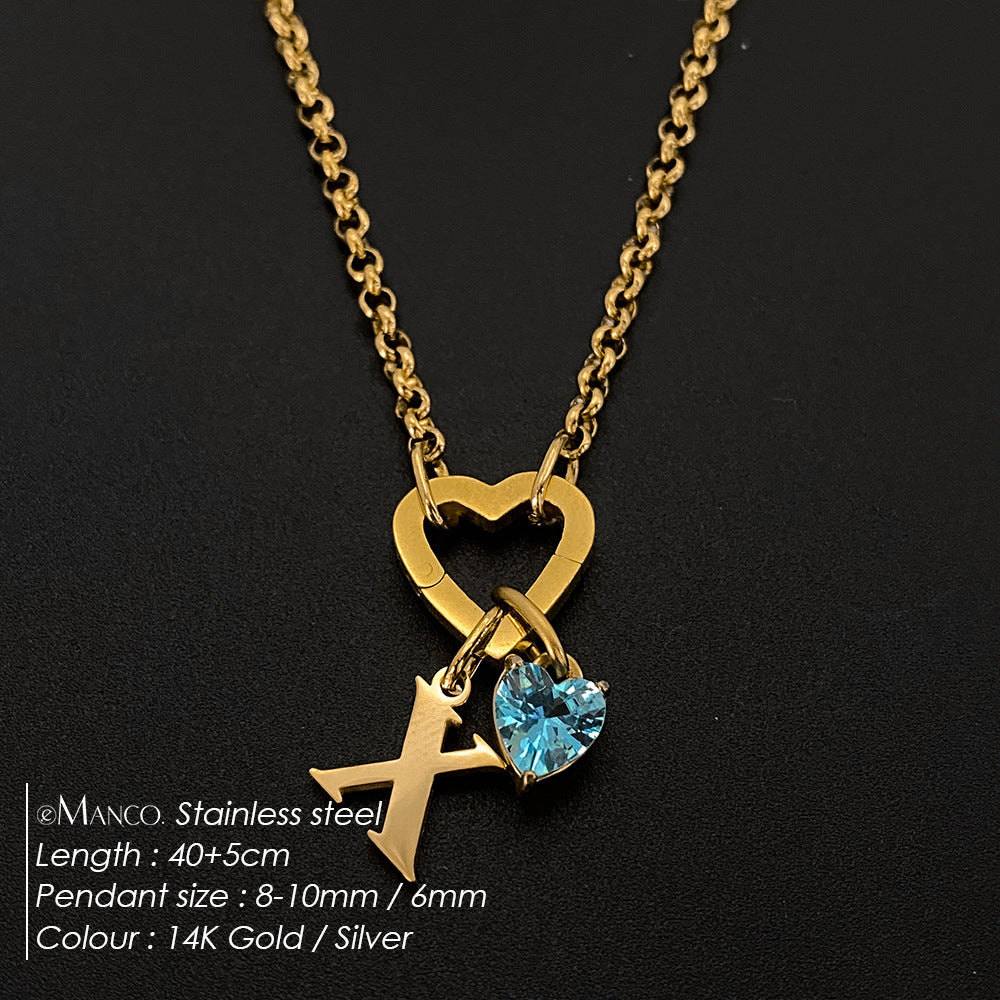 Titanium Steel Necklace With 26 English Letters That Does Not Fade And Is Washable