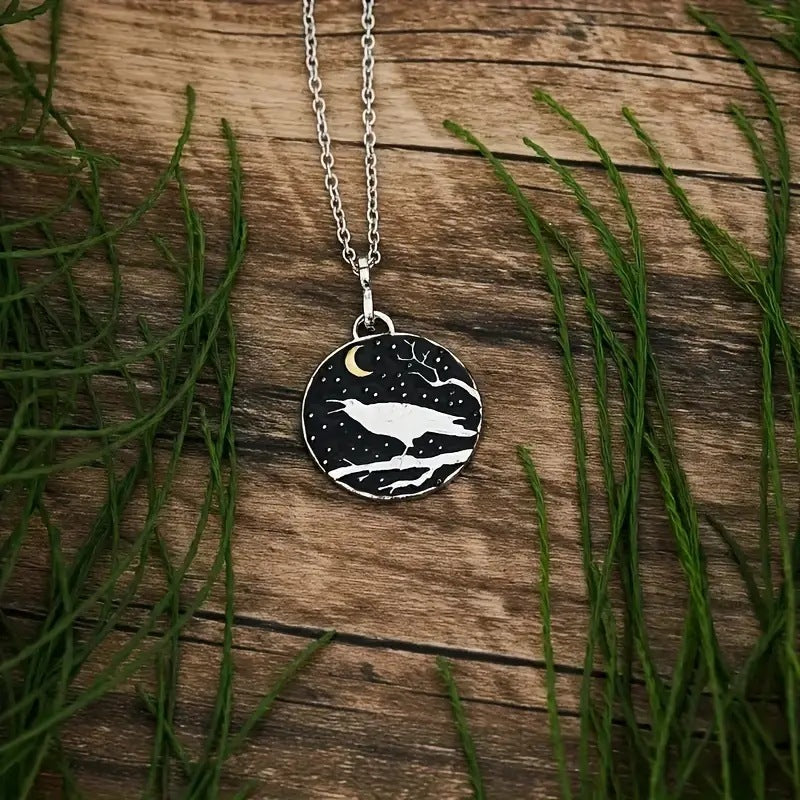Bird And Moon Round Fashion Necklace