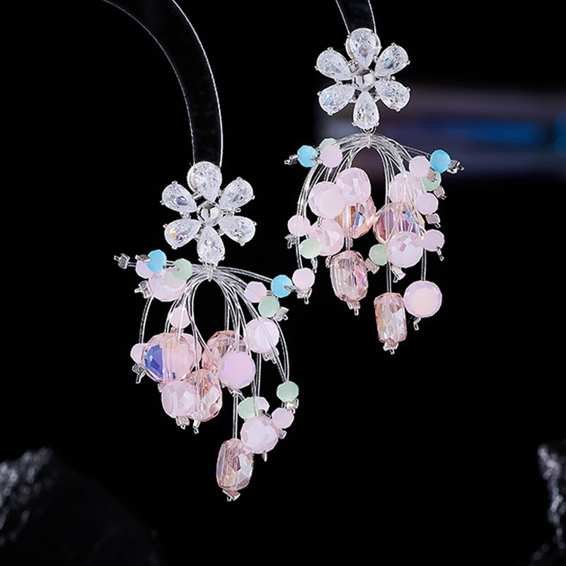 Ultra Immortal Exquisite High-end Crystal Flower Earrings