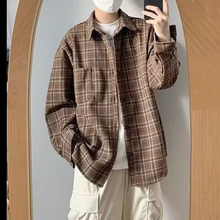 Men's Loose-fit Plaid Jacket For Spring And Autumn