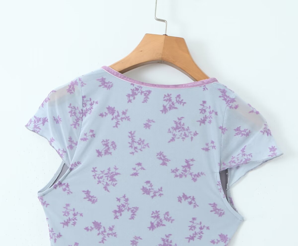 Retro Sexy Deep V-Neck Floral Mini Dress