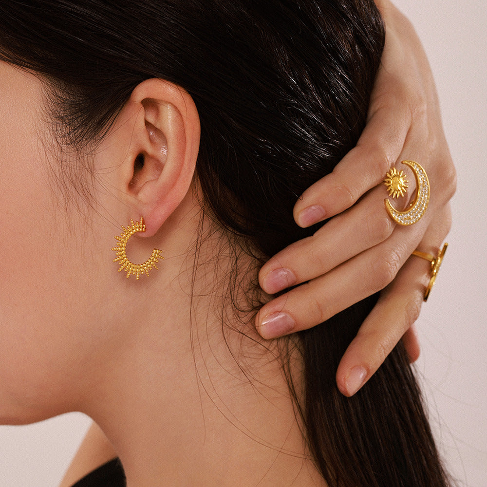 New Trendy C-shaped Sunray Earrings For Women