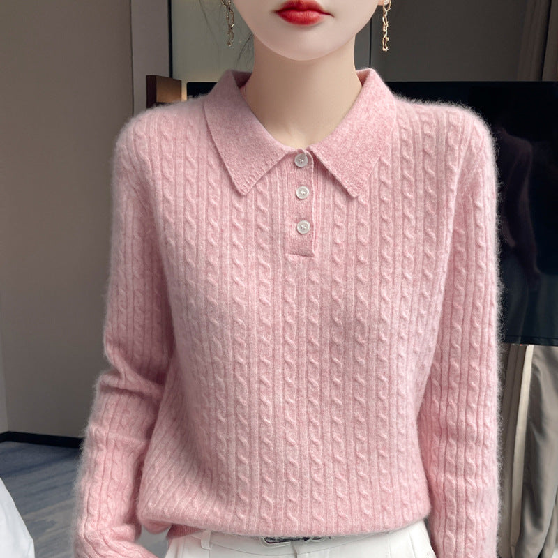 Women's Ribbed-knit Loose-fitting Thickened Sweater All-match Top