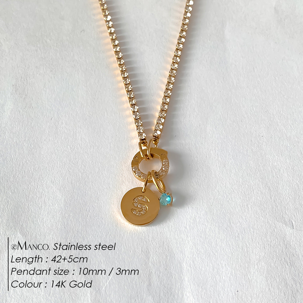 Titanium Steel 26 Letter Necklace That Can Be Washed With Water Without Fading