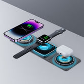 3 IN 1 Magnetic Folding Wireless Charger Station For IPhone Transparent Fast Charging For IWatch And Airpods TRENDFLOW