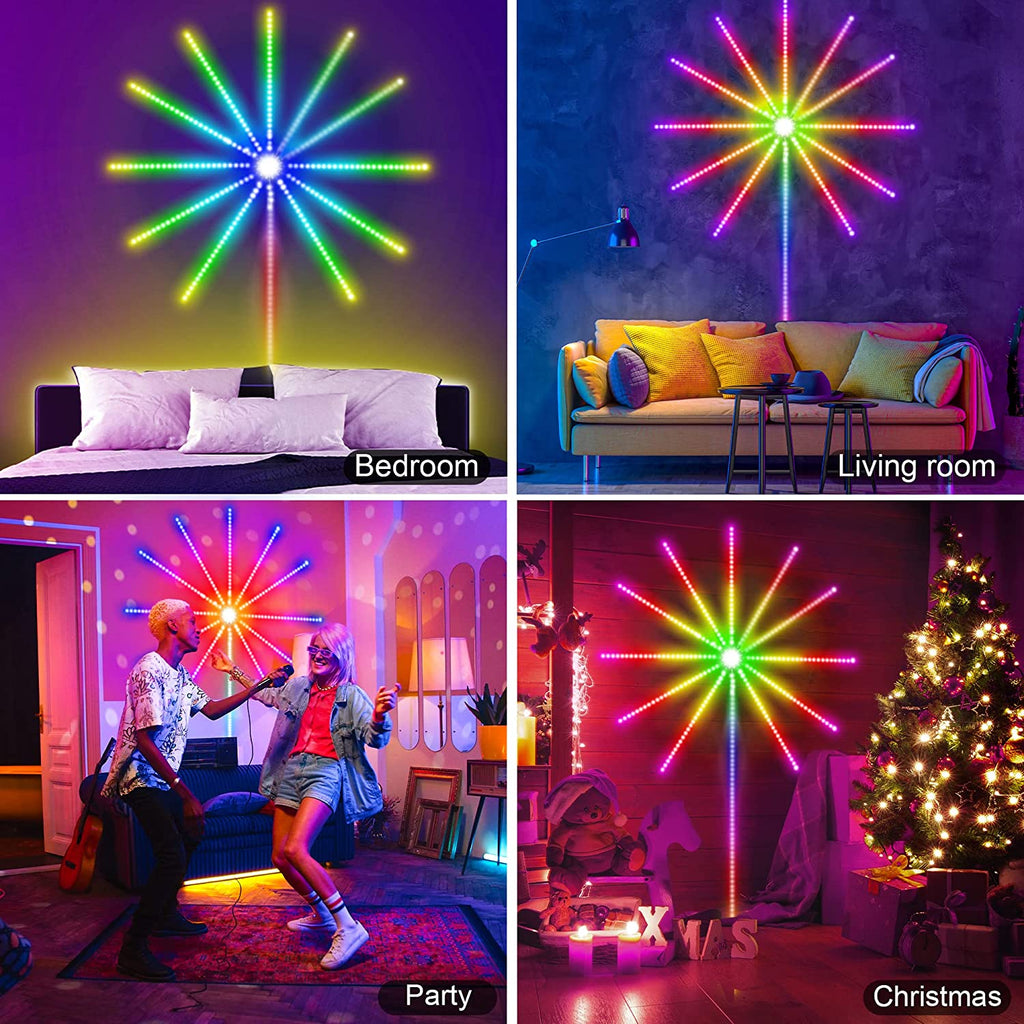 Firework Lights LED Strip Music Sound Sync Color Changing Remote Control LED Firework Light For Room Party TRENDFLOW