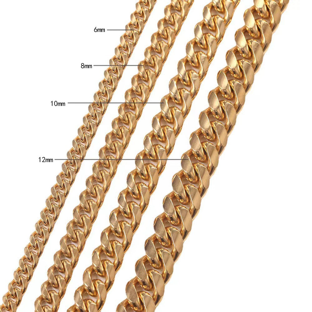 Micro-pave Zircon Polished Bronze Buckle Necklace