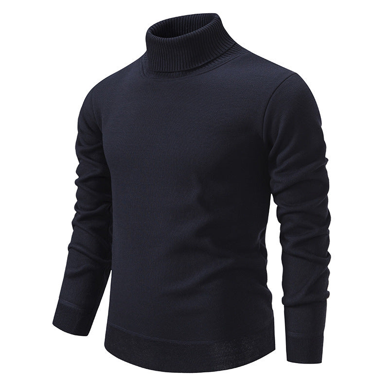 Men's Fleece-lined Thick High-neck Slim-fit Knitted Sweater