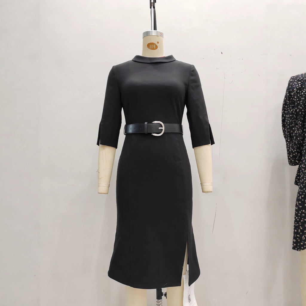 European And American Elegant Mid-waist Commuting Waist-tucking Professional Women's Dress