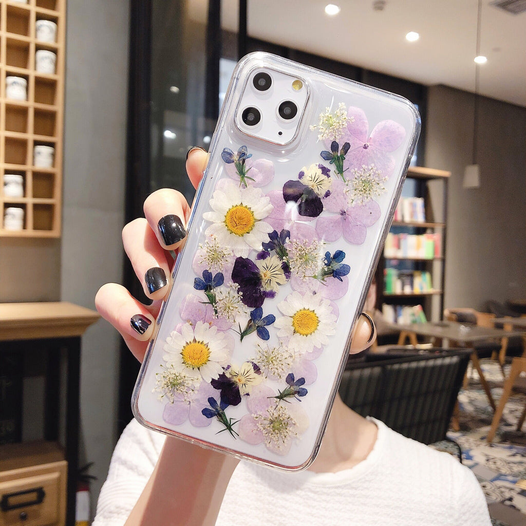 Custodie per telefoni in resina epossidica con fiori conservati