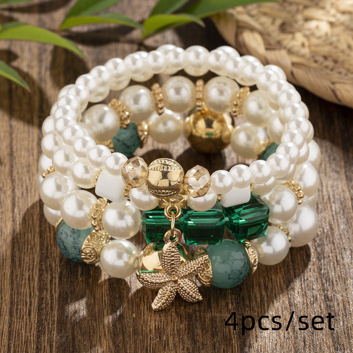 Shi Jewelry Starfish Pearl Multi Layer Bead Bracelet Beads