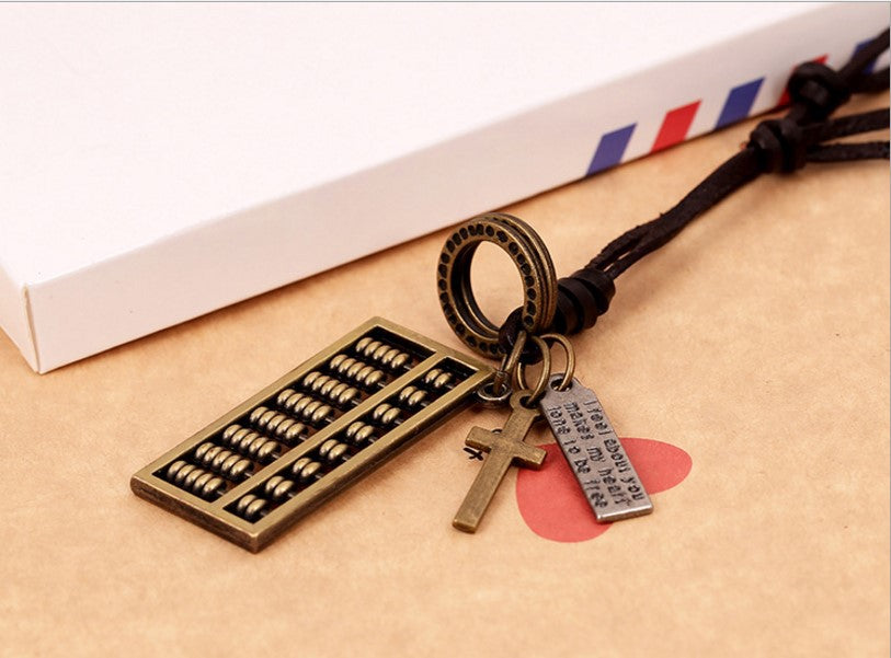 Hexagram Necklace Abacus Bullet Peace Pendant