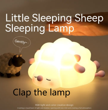 Simpatiche luci notturne in silicone a forma di pecora, lampada da camera da letto per bambini, decorazione per la cameretta, luce notturna ricaricabile con regolazione del tempo e dell'intensità luminosa