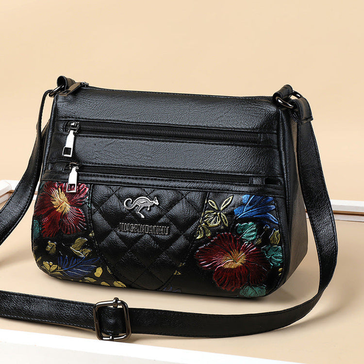 A Multi-layered Crossbody Bag With A Fashionable Large-capacity Embroidered Thread Design TRENDFLOW