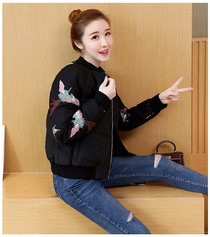 Cotton jacket with fashionable embroidered winter coat