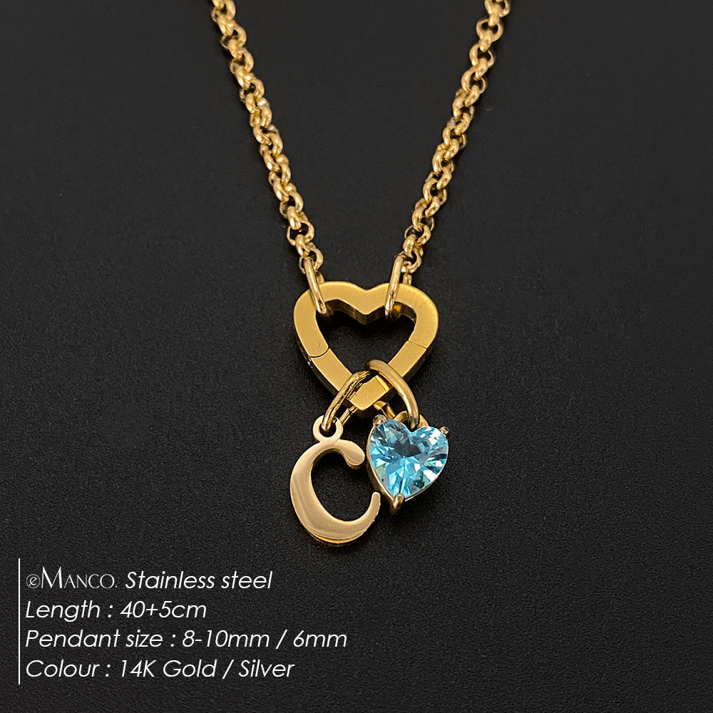 Titanium Steel Necklace With 26 English Letters That Does Not Fade And Is Washable