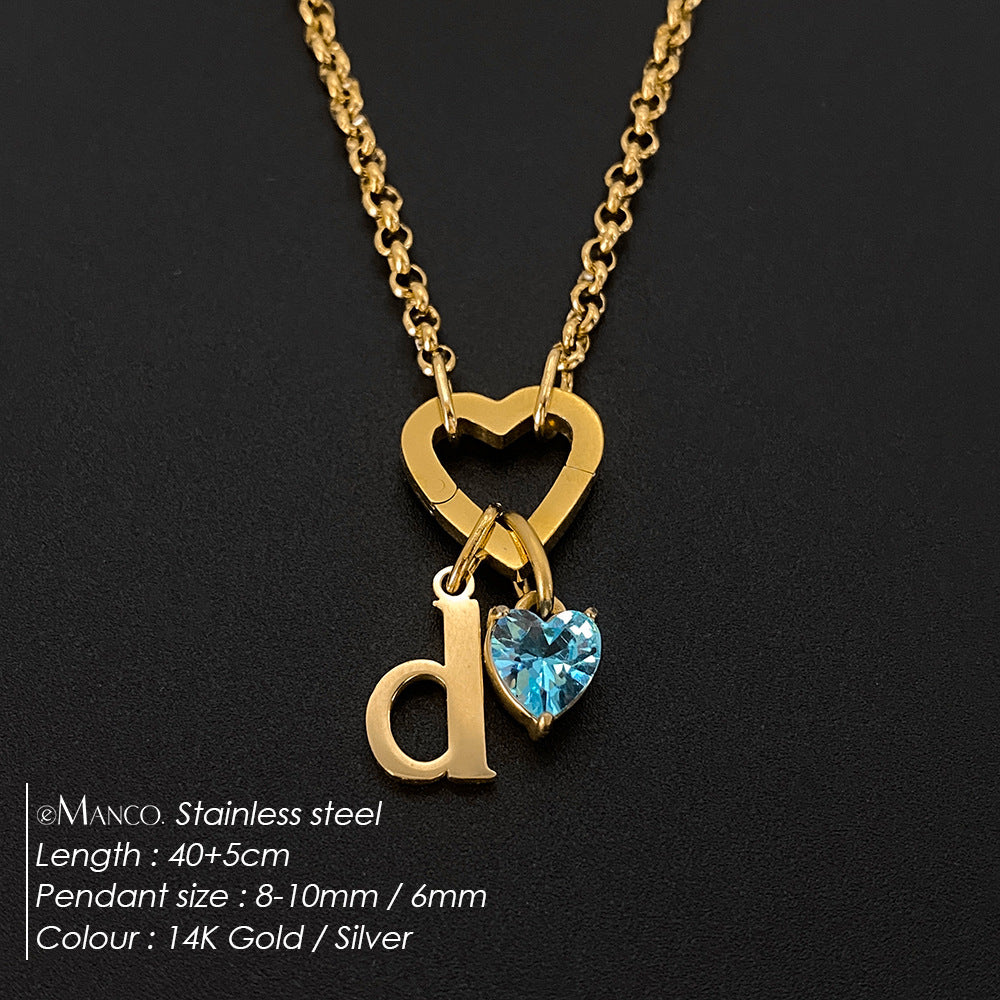 Titanium Steel Necklace With 26 English Letters That Does Not Fade And Is Washable