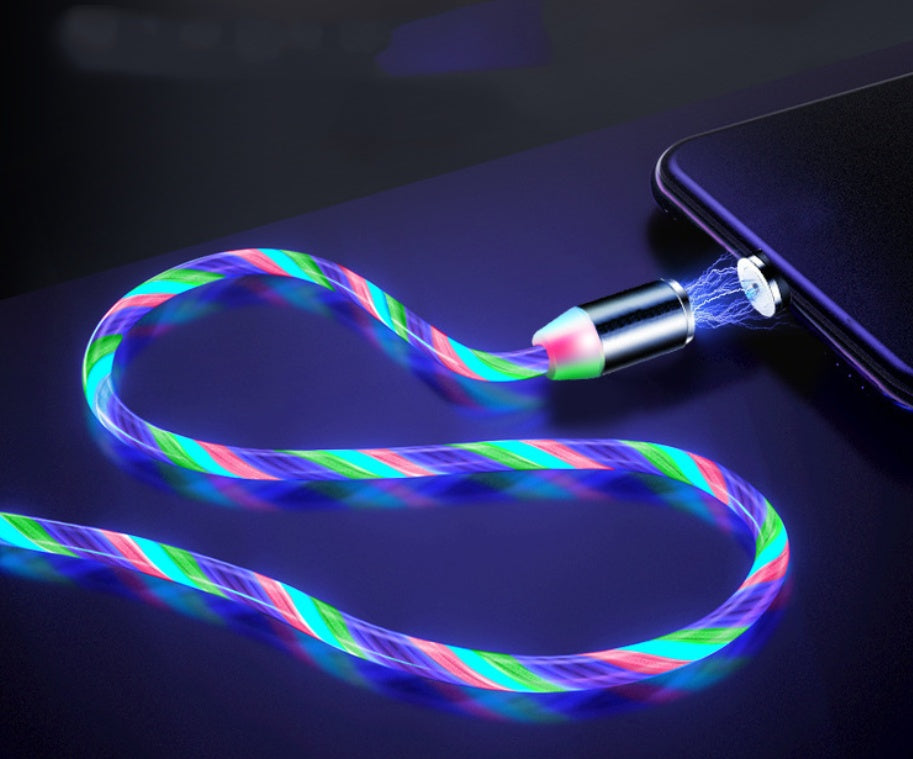 Compatible with Apple, Flowing Ligh Magnetic Streamer Data Line Cable for Iphone Android Typec TRENDFLOW