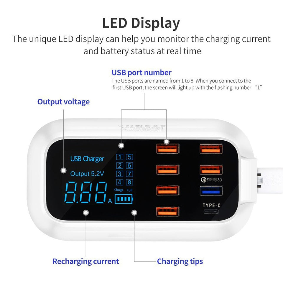 Stazione di ricarica USB intelligente ordinaria Quick Charge 3.0