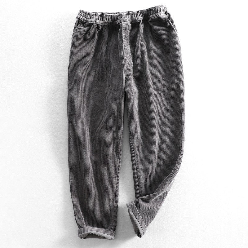 Men's Winter Corduroy Solid-Color Thermal Padded Casual Trousers With Elastic Waist TRENDFLOW