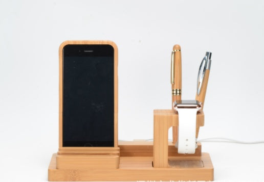 Compatibile con Apple, bambù, legno e supporto per Apple Watch, supporto in legno per la ricarica, base piatta multifunzione per telefono cellulare.