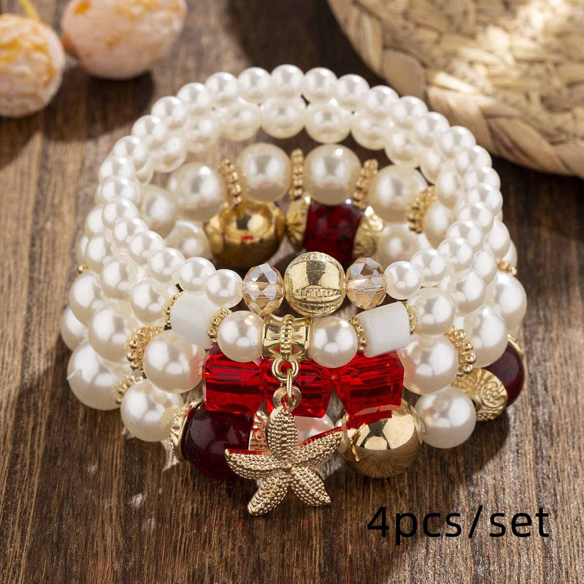 Shi Jewelry Starfish Pearl Multi Layer Bead Bracelet Beads