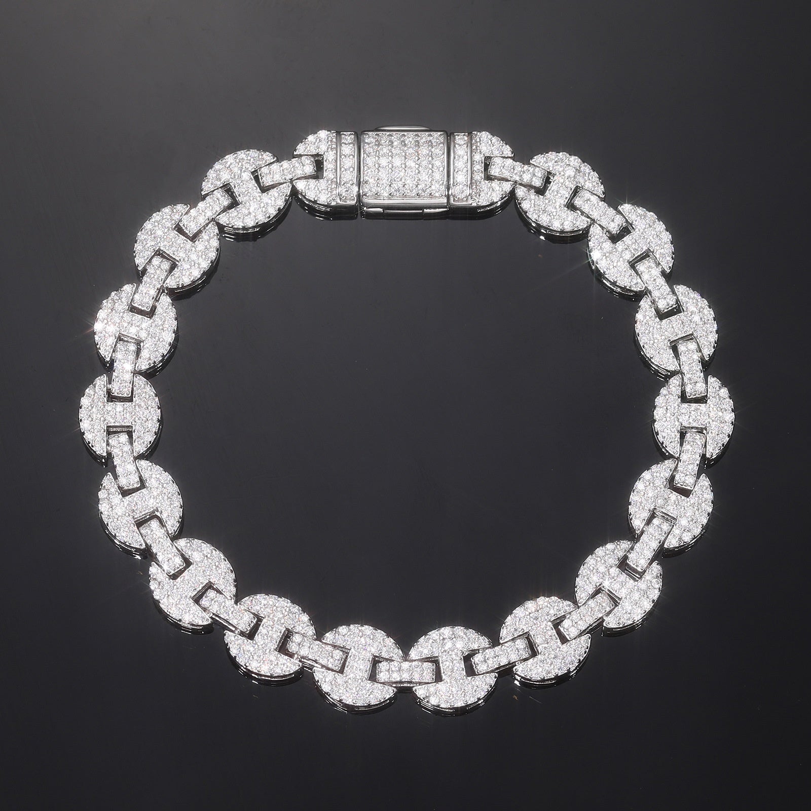 8mm 925 Silver Micro Set Moissanite Personalized Fashion Necklace And Bracelet For Men