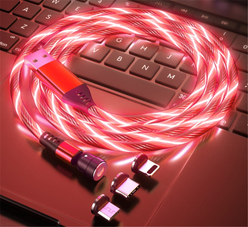 540 Rotate Luminous Magnetic Cable 3A Fast Charging Mobile Phone Charge Cable For LED Micro USB Type C For I Phone Cable TRENDFLOW