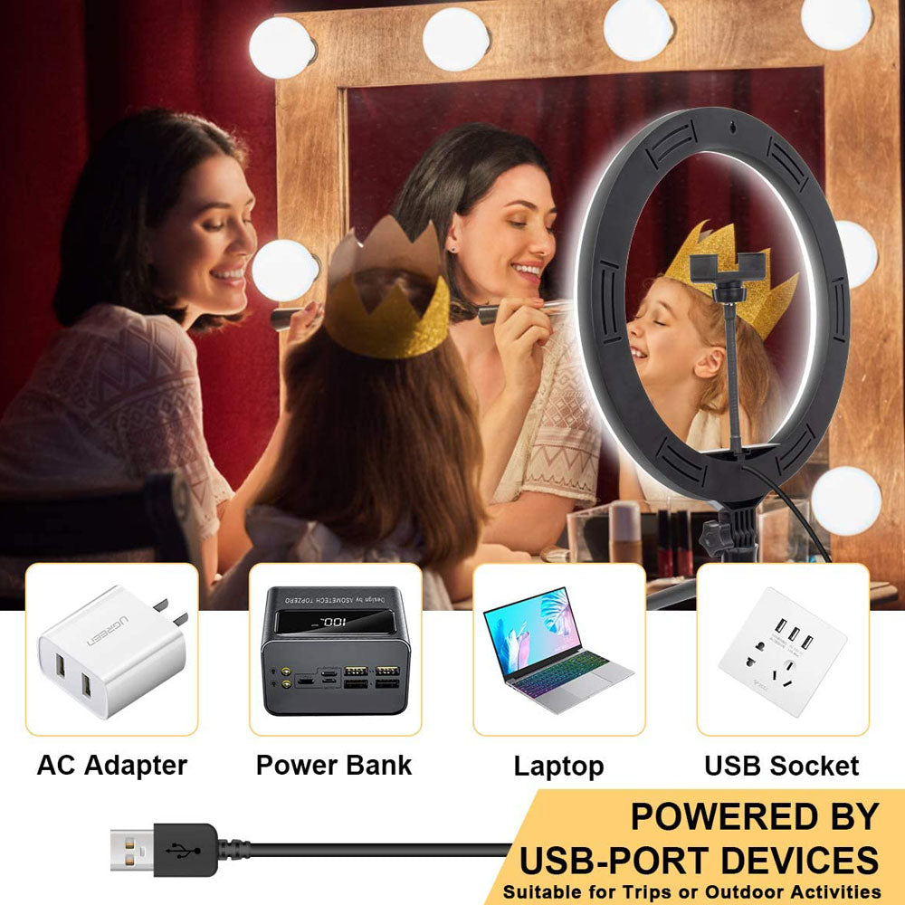 Compatibile con Apple, luce video, luce dimmerabile, luce ad anello LED per selfie, luce ad anello USB, con luce con cornice per treppiede