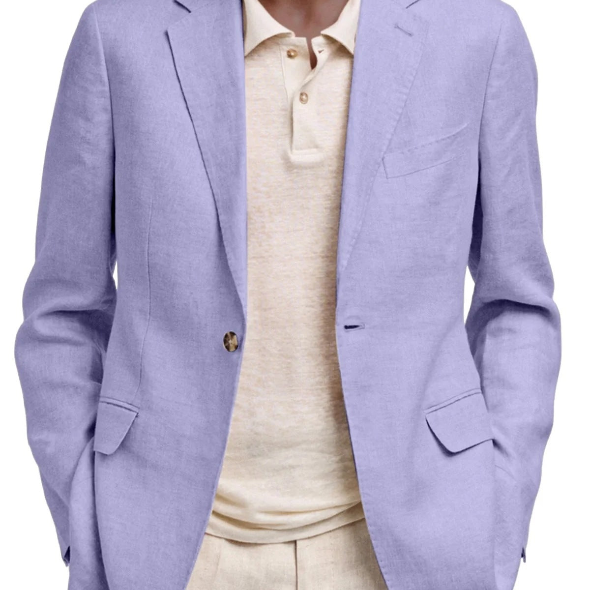 Men's Long-Sleeve Business-Casual Suit With Lapel And Mock Pockets