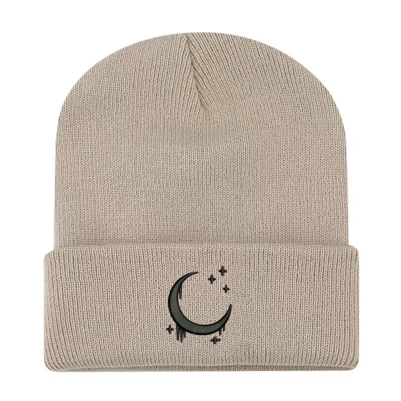 Amazon Embroidered Knitted Hat With Moon And Stars Design AutumnWinter Wool Hat