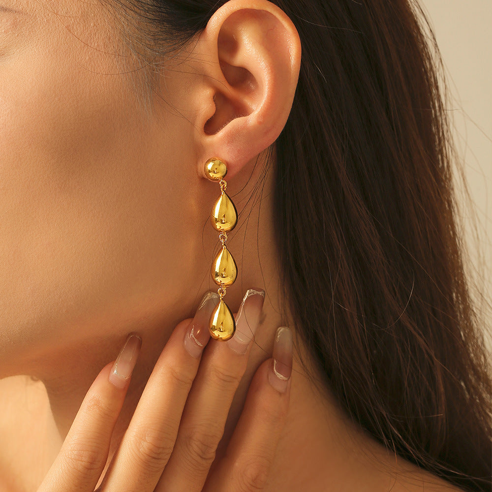 Light-luxury Fashion-forward Geometric Teardrop Tassel Earrings