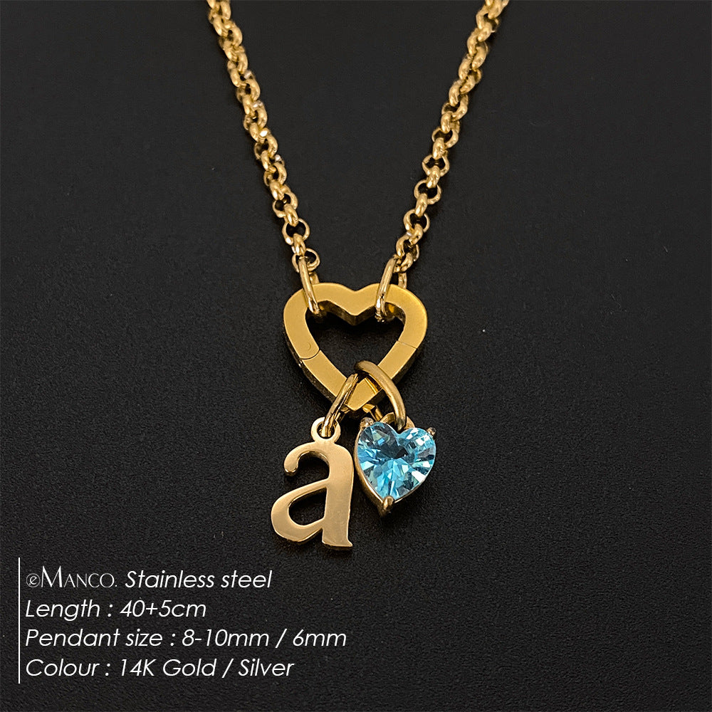 Titanium Steel Necklace With 26 English Letters That Does Not Fade And Is Washable