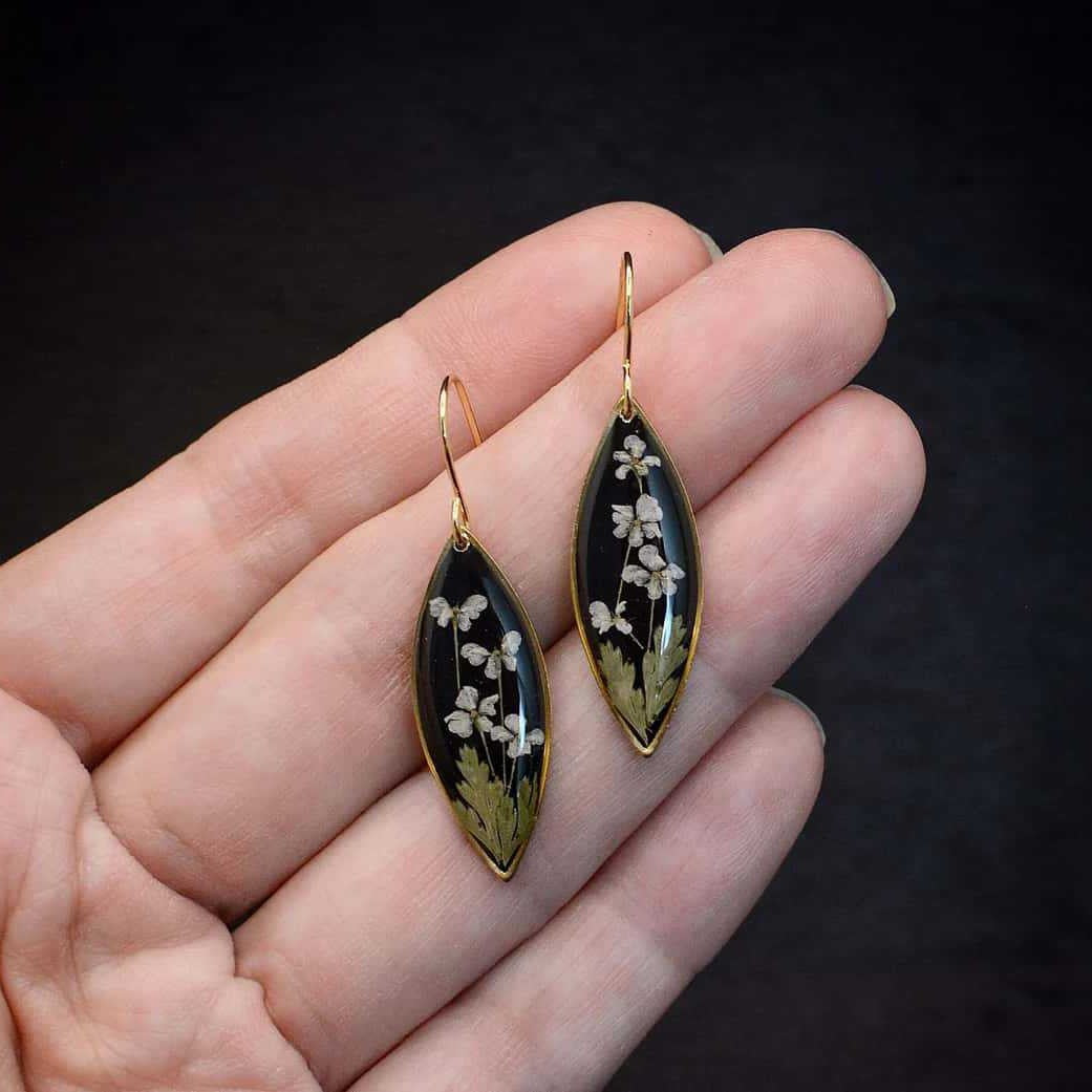 Europe And America New Epoxy Resin Real Flower Earrings