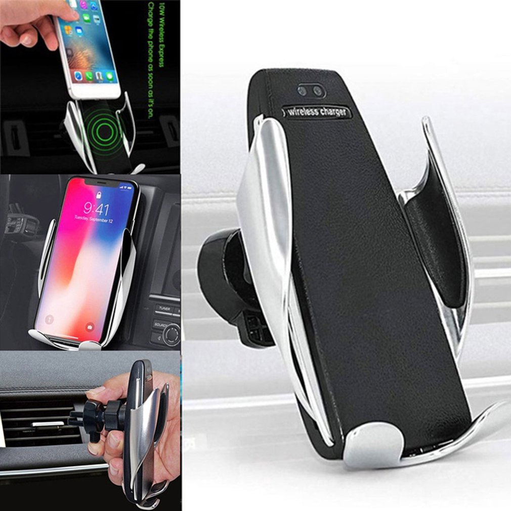 Caricabatterie wireless per auto da 10 W, ricarica wireless rapida a induzione con supporto per telefono per auto S5