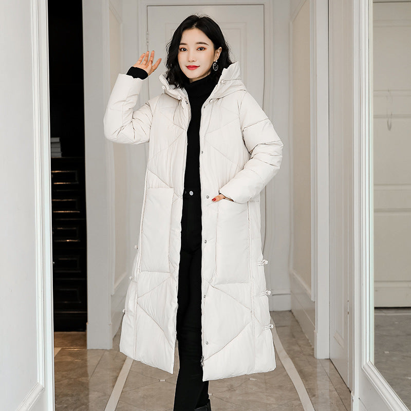 Knee-length Large Fur Collar Double-faced Slim Coat