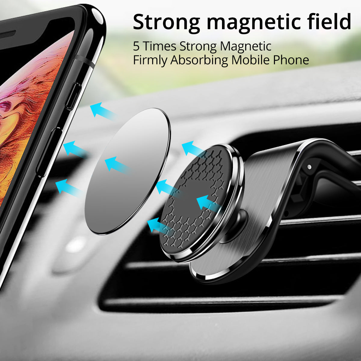 Supporto magnetico per telefono da auto, supporto magnetico per bocchetta dell'aria, supporto per telefono per smartphone, staffa di rotazione per auto