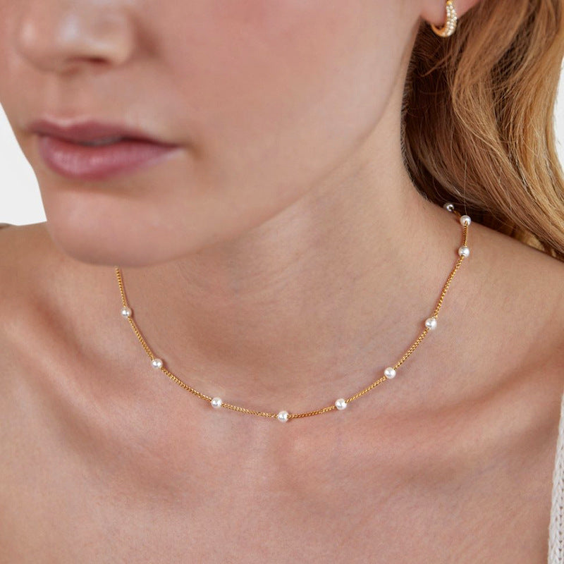 Titanium Steel Pearl Necklace For Women
