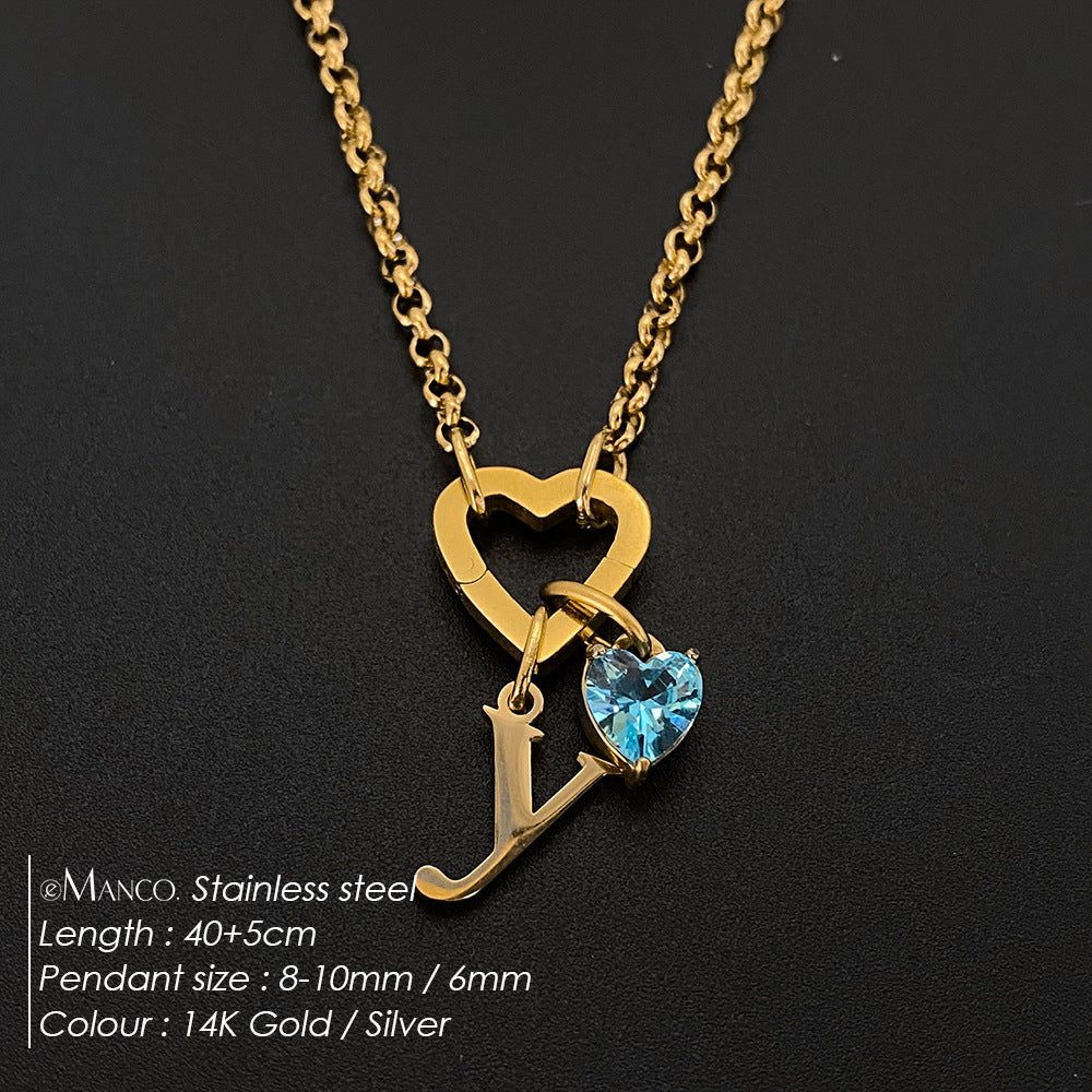 Titanium Steel Necklace With 26 English Letters That Does Not Fade And Is Washable