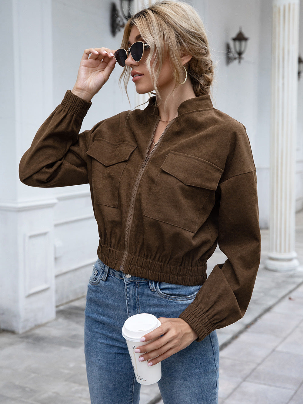 Casual leather jacket in autumn and winter