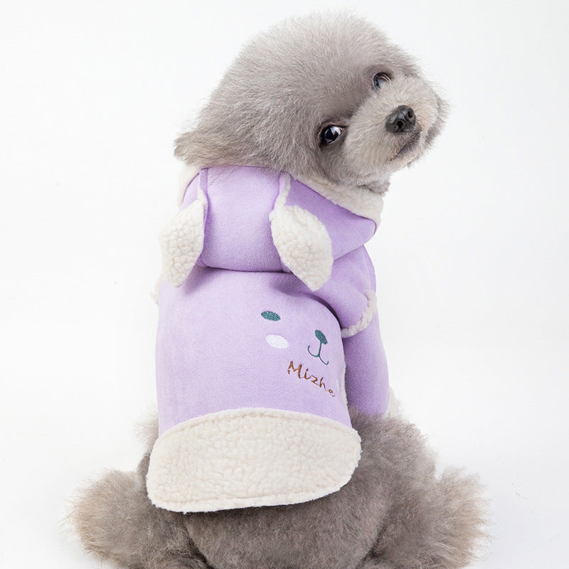 Cute Dog Clothes Cat Clothes Teddy Clothes Deerskin Velvet Lapel Jacket