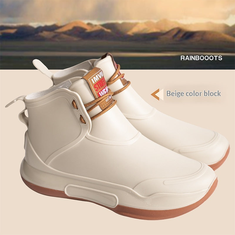 Cross-border Couple's Lace-up Unisex Camping Rain Non-slip Fishing Boots