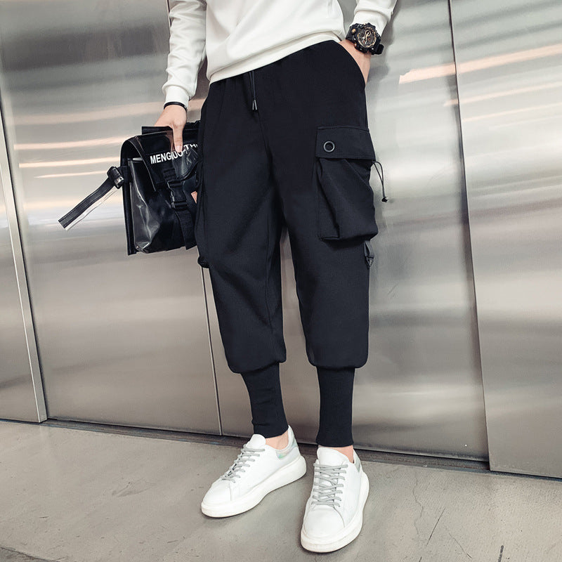 Pantaloni da lavoro multitasche slim fit da uomo in stile Hong Kong
