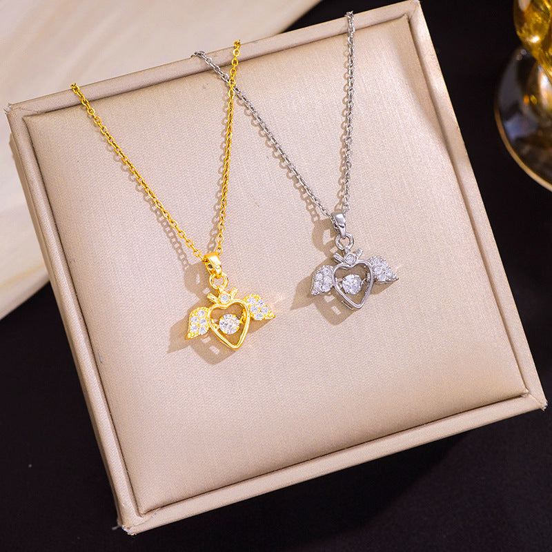 Ladies Graceful Wings Heart Necklace