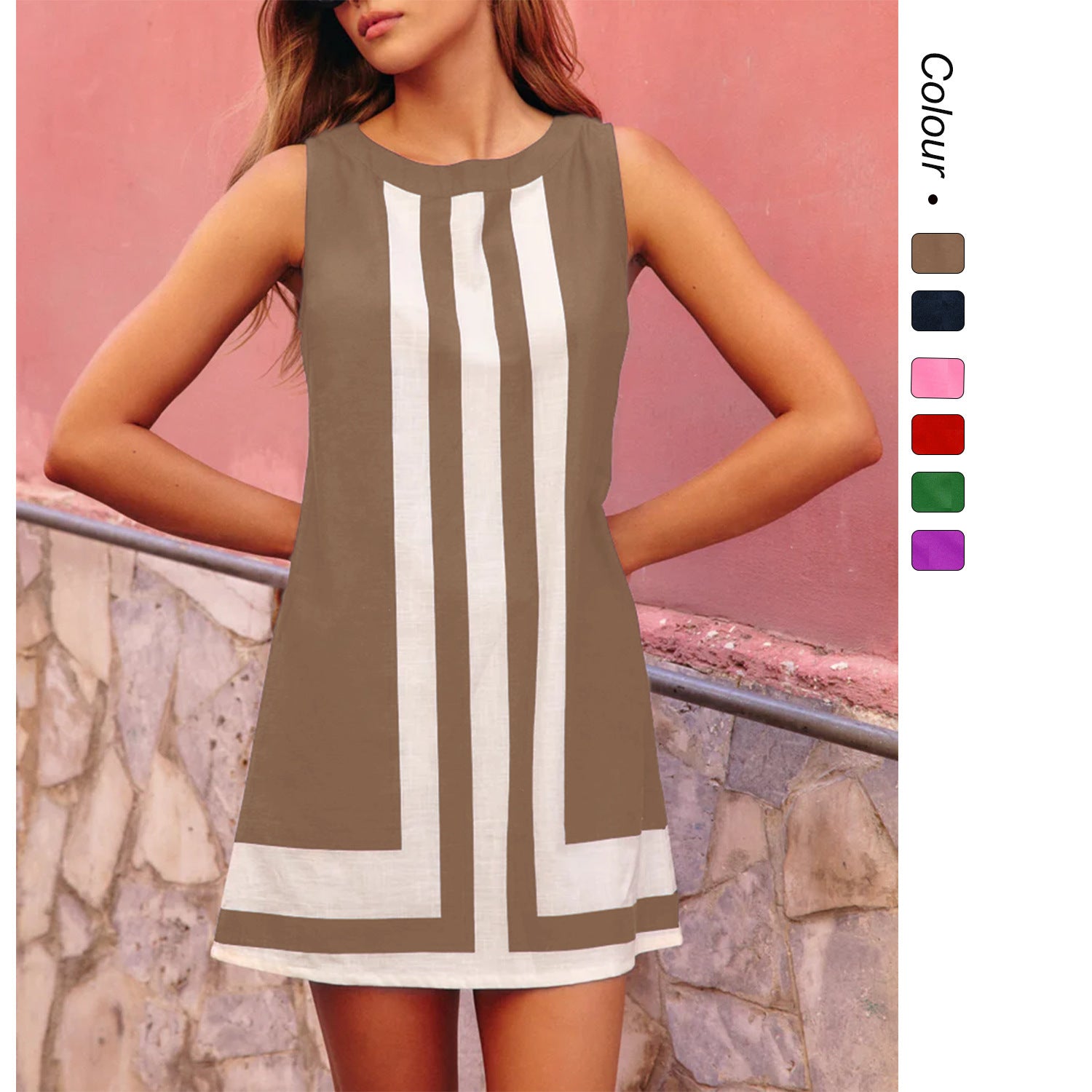 Women's Resort-style Patchwork Sleeveless Casual Dress